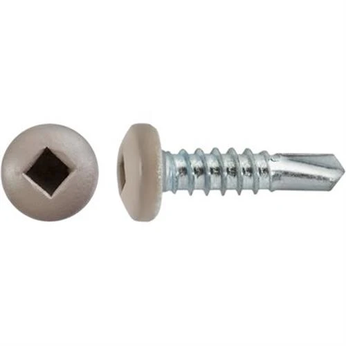#10 x 3/4 Square Pan Self-Drilling TEK Zinc Tan Painted Head (Qty: 100)