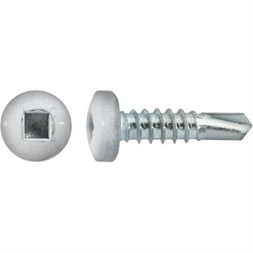 #10 x 3/4 Square Pan Self-Drilling TEK Zinc White Painted Head (Qty: 100)