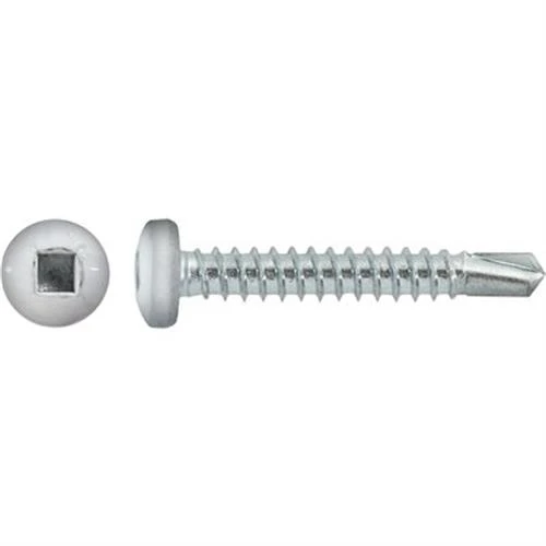 #10 x 1-1/4 Square Pan Self-Drilling TEK Zinc White Painted Head (Qty: 100)