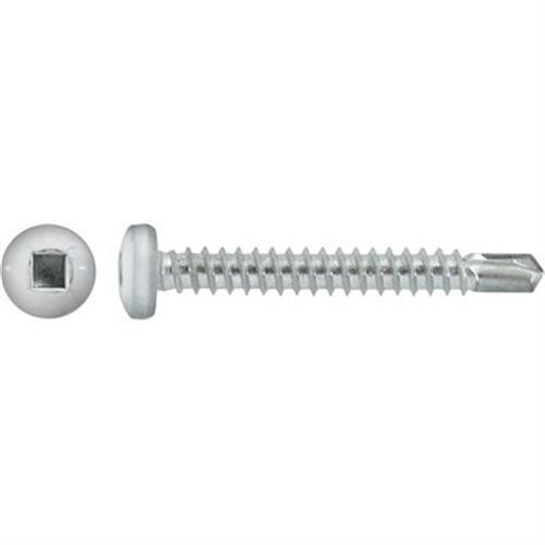 #10 x 1-1/2 Square Pan Self-Drilling TEK Zinc White Painted Head (Qty: 100)