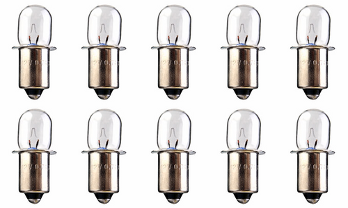 Box of 10 XPR18 Miniature Flanged Flashlight XENON Bulb 18V, 10.6W, P13.5s