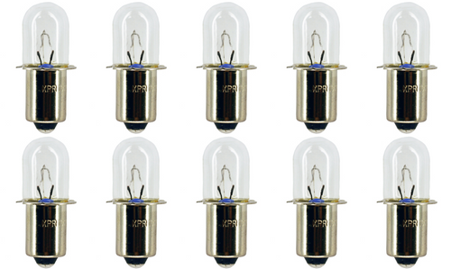 Box of 10 XPR19 Miniature Flanged Flashlight XENON Bulb 19.2V, 11.52W, P13.5s