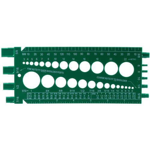 Standard & Metric Bolt & Nut Gauge Green Plastic Standard & Metric Bolt & Nut Gauge Green Plastic
