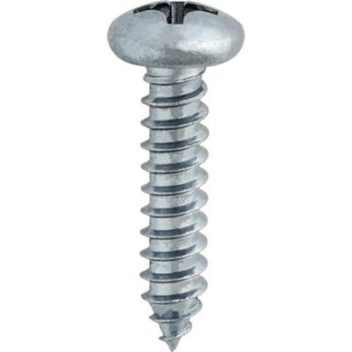 Tapping Screw #12 x 1", Phillips Pan Head, Zinc Finish (Qty: 100)
