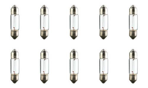 Box of 10 #6430 Automotive Festoon Lamp Bulb, 24V, 3W, SV7-8