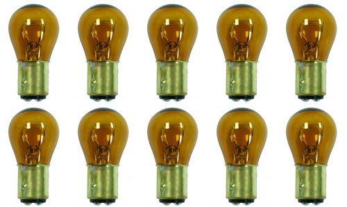 Box of 10 #1157A 1157 Amber Lamp Auto Bulb Automotive Dual Filament BAY15d