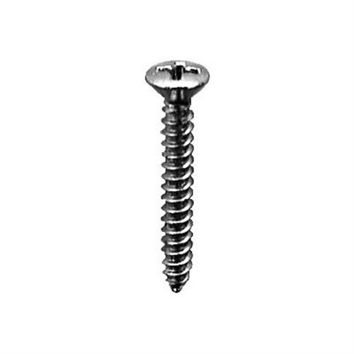 Tapping Screw #8 x 3/8, Phillips Oval #6 Head, Chrome (Qty: 100)