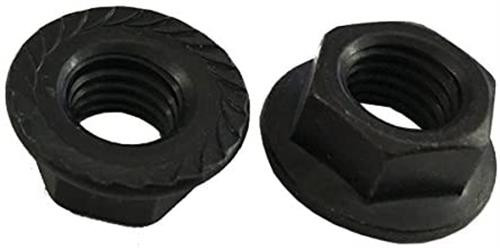Spin Lock Nut 1/4"-20, 11/16" OD Serrated Washer, Black Phosphate (Qty: 100)