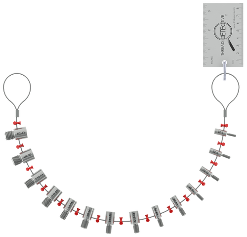 14 pc Nut & Bolt Thread Detective Size+Pitch Gauge Set, SAE/Inch, Medium 14 pc Nut & Bolt Thread Detective Size+Pitch Gauge Set, SAE/Inch, Medium