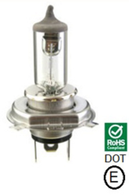 H4 60/55W Halogen Bulb SAE Legal for Road Use, 12V, P43t