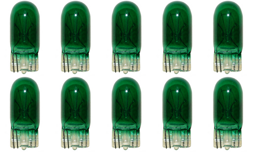 Box of 10 #194G (Green) Lamp Auto Bulb Automotive 14V 3.78W 0.27A