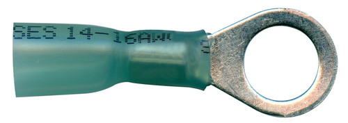 16-14 AWG (Blue) Crimp+Seal Ring Terminal, 3/8" Stud, Shrink Sleeve (Qty 50) 16-14 AWG (Blue) Crimp+Seal Ring Terminal, 3/8" Stud, Shrink Sleeve (Qty 50)