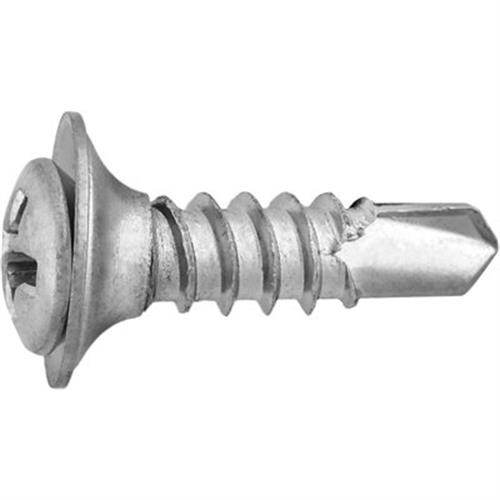 Tapping Screw #8-18 x 5/8" Phillips Oval Flush Wash SEMS TEK, Chrome (Qty: 100)
