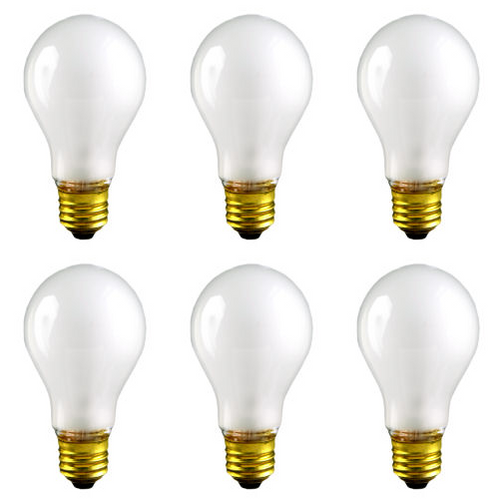 Box of 6 Rough Service Bulbs, 15 Watt, 12 Volts, A19, Frosted, Long Life