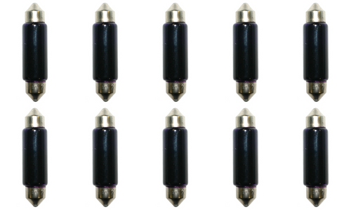 Box of 10 Bulbs #E211-2P Purple Automotive Festoon Lightbulb 12.8V 12.4W