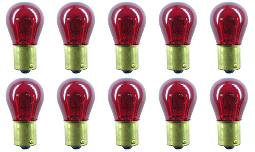 Box of 10 #307R (307 Red) Automotive Bulb Aircraft, 28V, 18.76W, BA15s