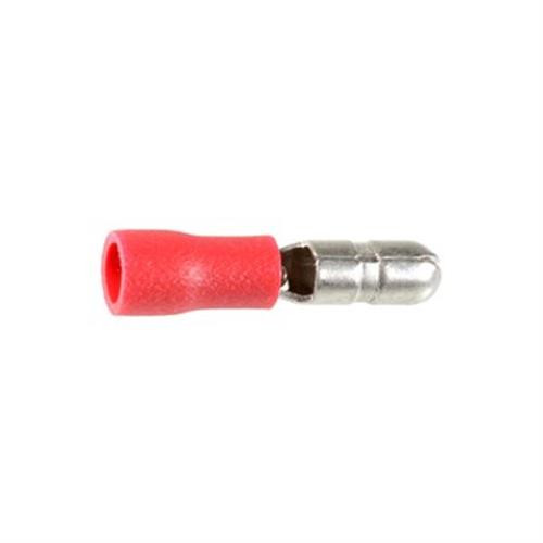 Insulated Male Snap Plug Solderless Bullet Terminal, Red, Universal (Qty: 50)