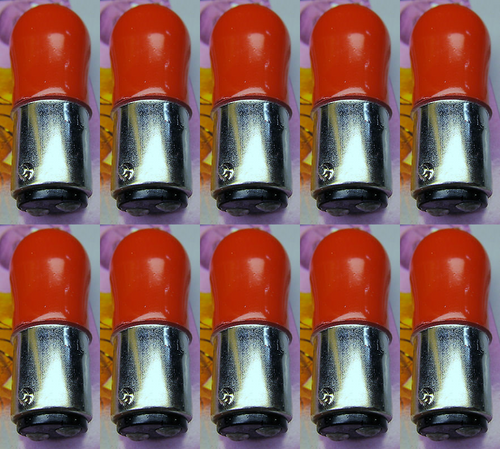 Box of 10 Bulbs 6 Watt 130 Volt Bayonet Base BA15d Ceramic Red 130V 6W 6S6