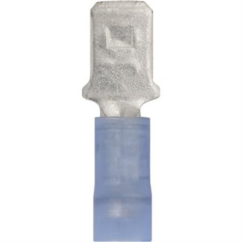Solderless Quick Connect Terminal, Blue, 1/4" Male, 16/14 Gauge (Qty: 25)