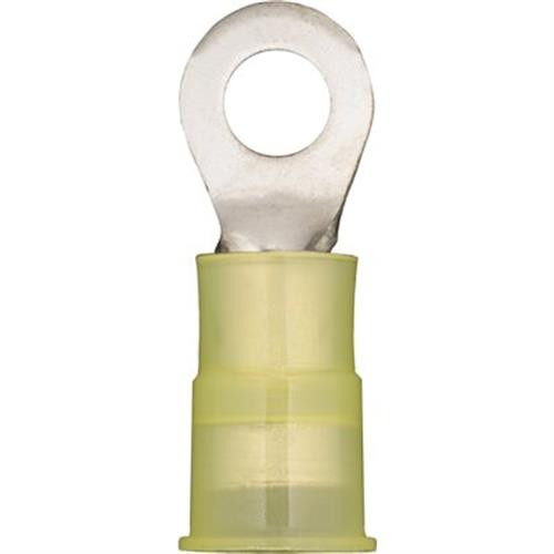 Solderless Ring Terminal, Yellow, 12/10 Gauge, #8/#10 Ring (Qty: 25)