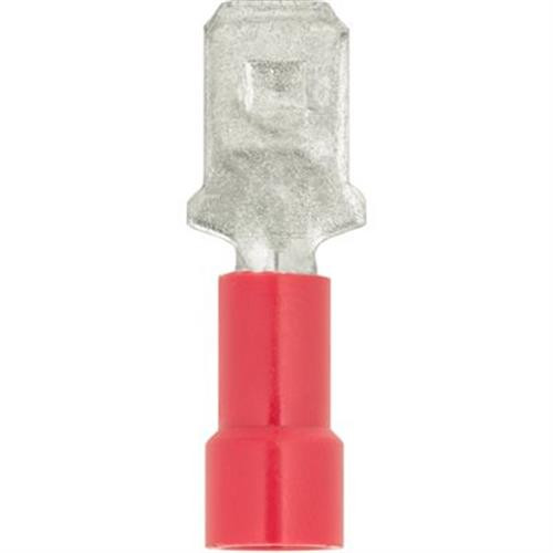 Solderless Quick Connect Terminal, Red, 1/4" Male 22/18 Gauge (Qty: 25)