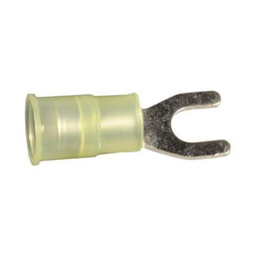 Solderless Spade Terminal, Yellow, 12/10 Gauge, #8/#10 Stud (Qty: 25)