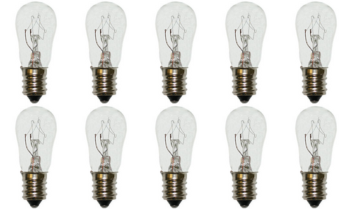 Box of 10 Bulbs 3S6/5, 3 Watt, 130 Volt Candelabra E12 Screw Base 130V 3W 3S6