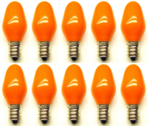 Box of 10 Bulbs 7C7/CO/120V 7 Watt 120 Volt Screw Base E12 Ceramic Orange