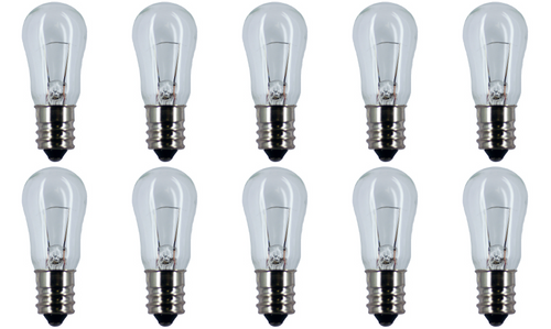 Box of 10 Bulbs 6 Watt 24 Volt Screw Base E12 Clear 6S6/24V