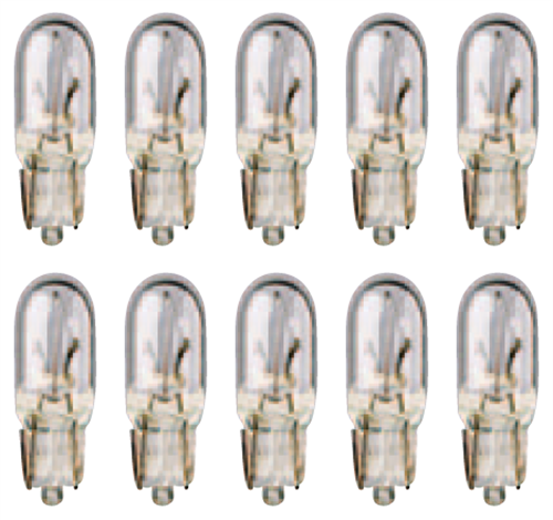 Box of 10 Flosser 4591 Bulbs, 12V, 3W, W2x4.6d, T-2 Glass