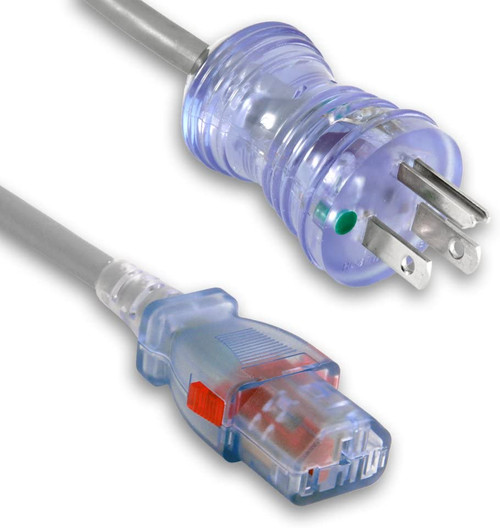 LOCKING Hospital Grade 10 feet AC Power Cord, IEC, 10A, Vibration / Pull Proof