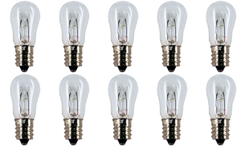 Box of 10 Bulbs 10S6 Bulb 10 Watt 120 Volt Candelabra E12 Screw Base 120V 10W S6