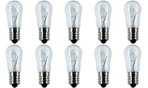 Box of 10 Bulbs 6 Watt 130 Volt Screw Base E12 Clear 6S6/130V