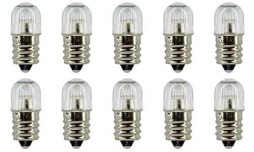 Box of 10 Neon Bulb NE45 / B7A Indicator 105 - 125 Volts AC/DC Built-In Resistor