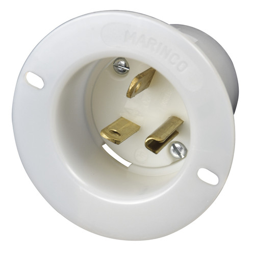 Marinco 5378 Flanged Inlet, 20A 125V (5-20R), 3-Wire, Nylon, UL-Listed
