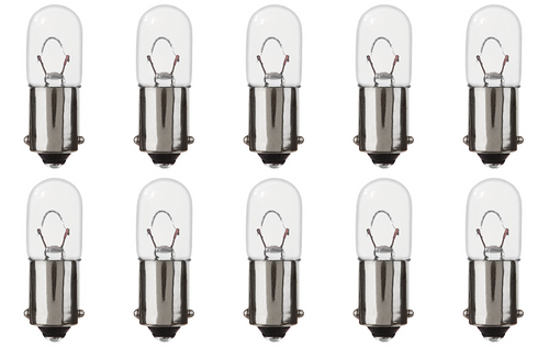 Box of 10 #238 Lamp Auto Bulb Automotive Lightbulb, 6.3V 3.15W 0.5A BA9s