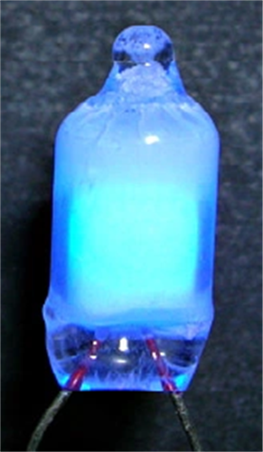 10 Neon Lamps, Blue, Wire Terminals, built-in resistor for operation at 120 Volt