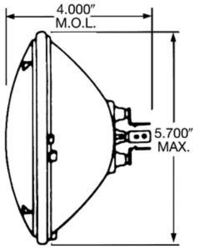 4000 Sealed Beam Lamp Bulb Light, PAR46, 5.75", 60 / 37.5 Watt, 12.8 Volt