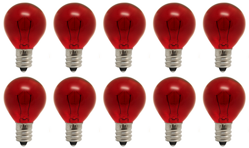 10 pack Red Bulb 5W, 24V, G9.5, Candelabra E12 Base, 5 Watt, 24 Volt, Decor