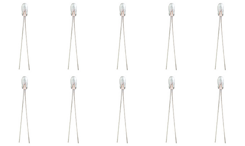 10-Pack 12 Volt, 0.8 Watt Miniature Wire-Terminal Bulbs T-1.25 (4mm) 12V, 0.8W 10-Pack 12 Volt, 0.8 Watt Miniature Wire-Terminal Bulbs T-1.25 (4mm) 12V, 0.8W