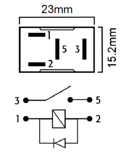 Automotive Micro Relay 12V, 25A, Normally Open, with Diode, Flosser 1143