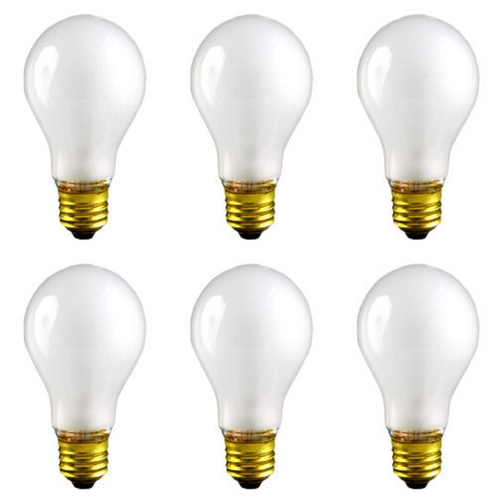 Box of 6 Rough Service Bulbs, 50 Watt, 12 Volts, A19, Frosted, Long Life