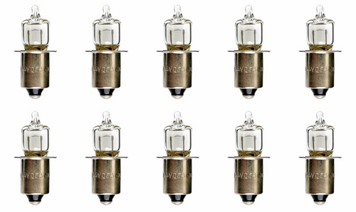 Box of 10 Halogen Flashlight Bulbs #HPR36 - 5.5V, 5.5W, P13.5s Base, B-3.5