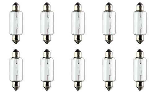 Box of 10 Bulbs LLB1061, Festoon, 6V, 18W, 15 * 44mm (1061 / 6470 / 6807)