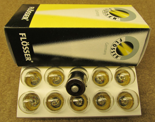 Box of 10 Bulbs 6V, 10W, BA15s, R10W Lightbulb Lamp Floesser Germany