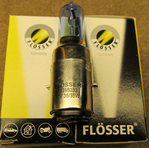 Bulb #3939 Blue - 12V Halogen, 35/35W, BA20d (Bosch-Style) S2 Floesser Germany
