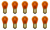 Box of 10 #1141A (Amber) Lamp Auto Bulb Lightbulb 12.8V 18.4W, BA15s