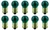 Box of 10 #1895G (Green) Lamp Bulb Automotive Lightbulb 14V 3.78W 0.27A BA9s