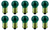 Box of 10 #1895G (Green) Lamp Bulb Automotive Lightbulb 14V 3.78W 0.27A BA9s