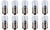 Box of 10 Bulbs #1308 28 V, 15.68 W, BA15s Base, B-6